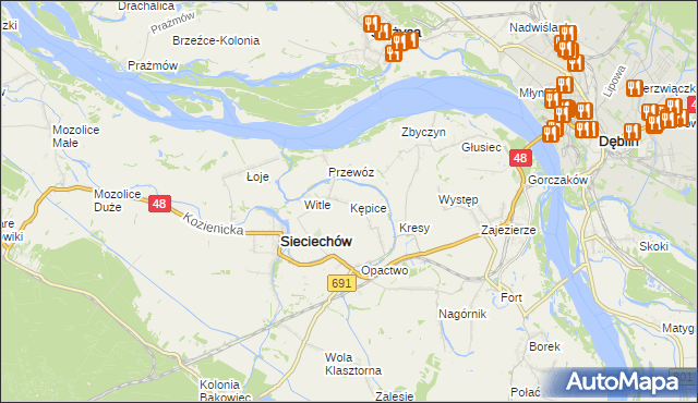 mapa Kępice gmina Sieciechów, Kępice gmina Sieciechów na mapie Targeo
