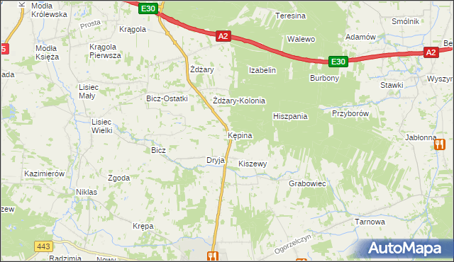 mapa Kępina gmina Tuliszków, Kępina gmina Tuliszków na mapie Targeo