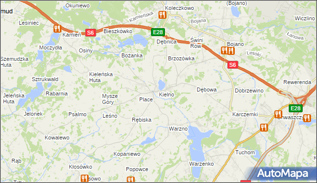mapa Kielno gmina Szemud, Kielno gmina Szemud na mapie Targeo