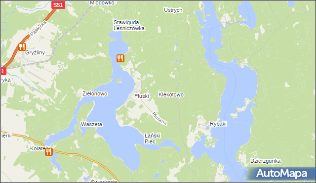 mapa Klekotowo gmina Stawiguda, Klekotowo gmina Stawiguda na mapie Targeo