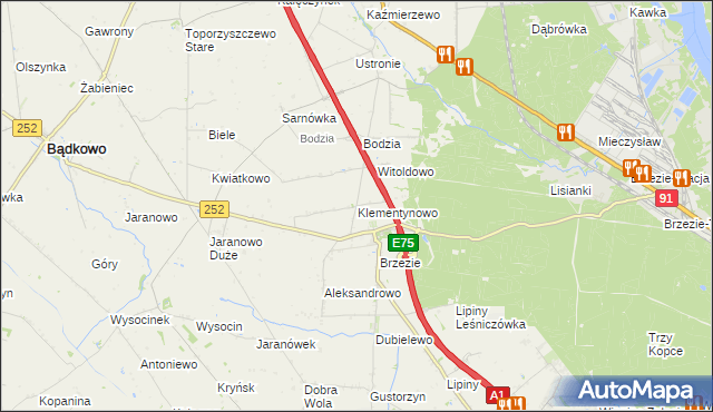 mapa Klementynowo, Klementynowo na mapie Targeo