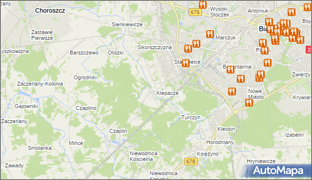 mapa Klepacze gmina Choroszcz, Klepacze gmina Choroszcz na mapie Targeo