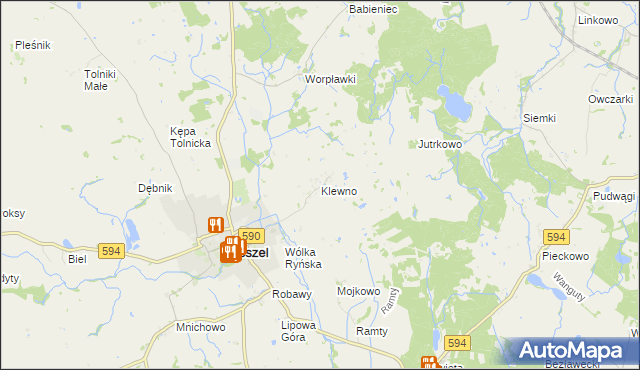 mapa Klewno gmina Reszel, Klewno gmina Reszel na mapie Targeo