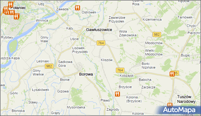 mapa Kliszów gmina Gawłuszowice, Kliszów gmina Gawłuszowice na mapie Targeo