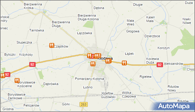 mapa Kłodawa powiat kolski, Kłodawa powiat kolski na mapie Targeo