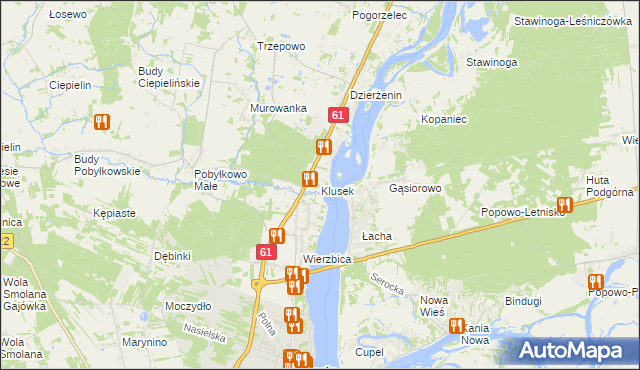 mapa Klusek gmina Pokrzywnica, Klusek gmina Pokrzywnica na mapie Targeo