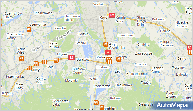 mapa Kobiernice, Kobiernice na mapie Targeo