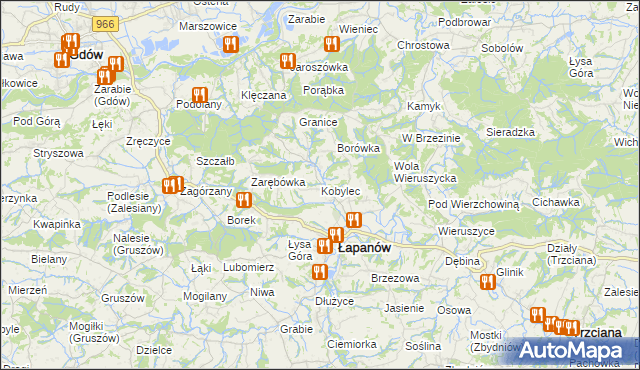 mapa Kobylec gmina Łapanów, Kobylec gmina Łapanów na mapie Targeo