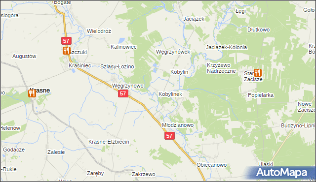 mapa Kobylinek gmina Płoniawy-Bramura, Kobylinek gmina Płoniawy-Bramura na mapie Targeo