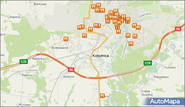 mapa Kobylnica powiat słupski, Kobylnica powiat słupski na mapie Targeo