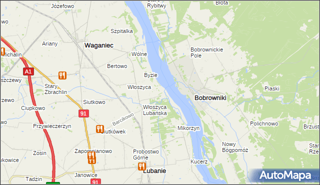 mapa Kocia Górka gmina Lubanie, Kocia Górka gmina Lubanie na mapie Targeo