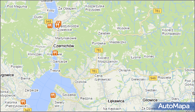 mapa Kocierz Moszczanicki, Kocierz Moszczanicki na mapie Targeo