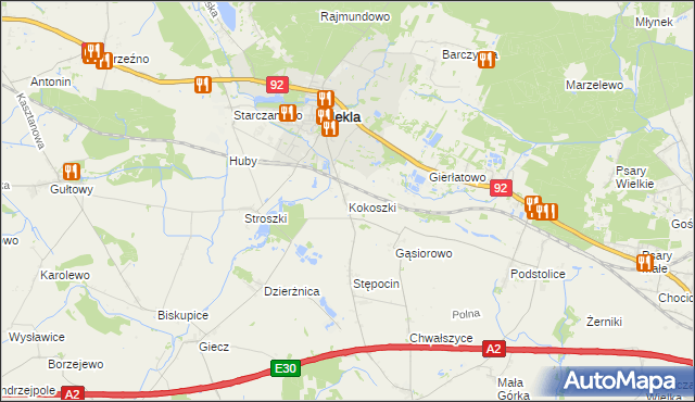 mapa Kokoszki gmina Nekla, Kokoszki gmina Nekla na mapie Targeo