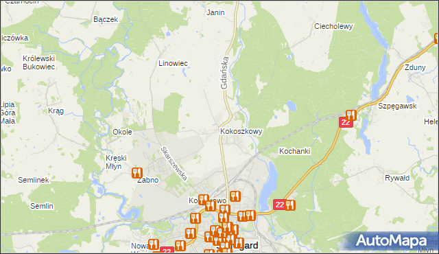 mapa Kokoszkowy, Kokoszkowy na mapie Targeo