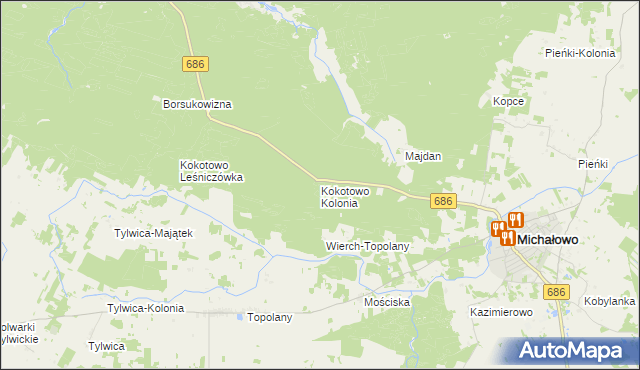 mapa Kokotowo Kolonia, Kokotowo Kolonia na mapie Targeo