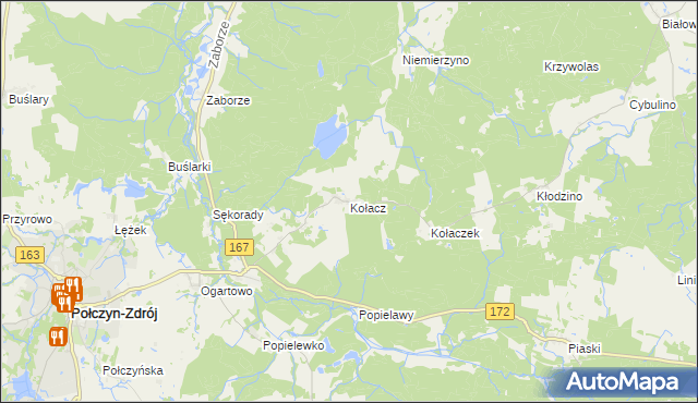 mapa Kołacz gmina Połczyn-Zdrój, Kołacz gmina Połczyn-Zdrój na mapie Targeo