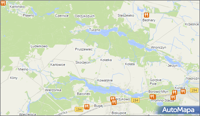 mapa Kołatka gmina Pobiedziska, Kołatka gmina Pobiedziska na mapie Targeo