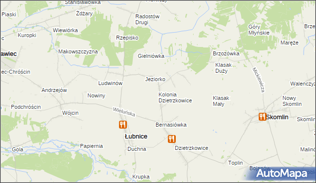 mapa Kolonia Dzietrzkowice, Kolonia Dzietrzkowice na mapie Targeo