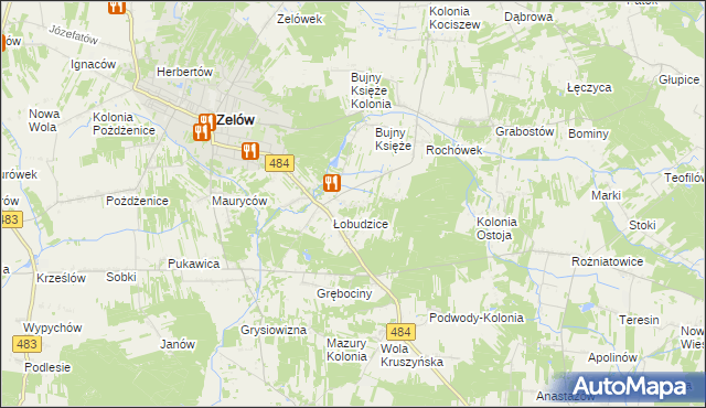 mapa Kolonia Łobudzice, Kolonia Łobudzice na mapie Targeo