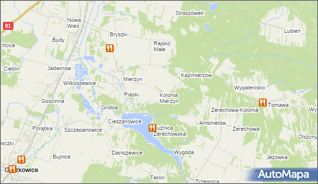 mapa Kolonia Mierzyn, Kolonia Mierzyn na mapie Targeo