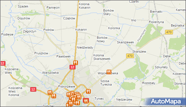 mapa Kolonia Skarszewek, Kolonia Skarszewek na mapie Targeo