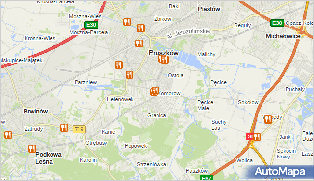 mapa Komorów gmina Michałowice, Komorów gmina Michałowice na mapie Targeo