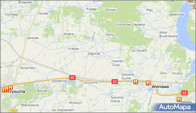 mapa Komorów gmina Wieniawa, Komorów gmina Wieniawa na mapie Targeo