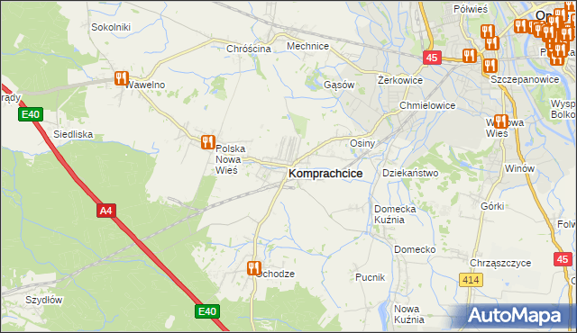 mapa Komprachcice, Komprachcice na mapie Targeo