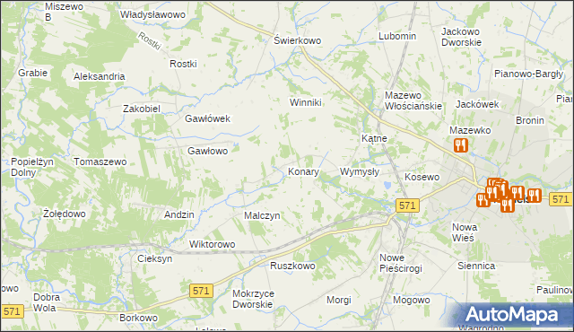 mapa Konary gmina Nasielsk, Konary gmina Nasielsk na mapie Targeo