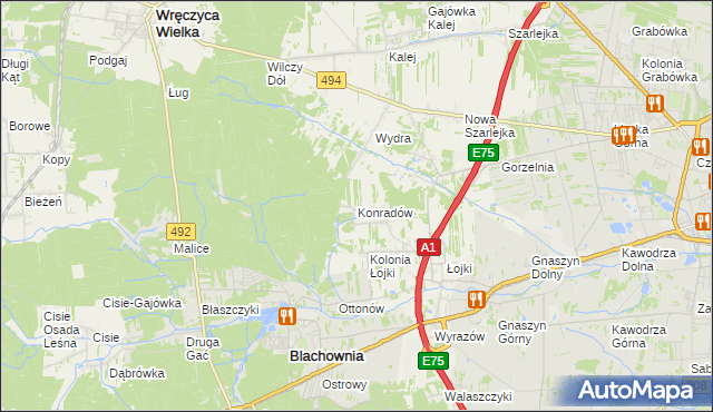 mapa Konradów gmina Blachownia, Konradów gmina Blachownia na mapie Targeo