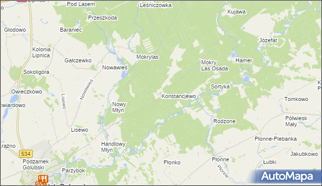 mapa Konstancjewo, Konstancjewo na mapie Targeo