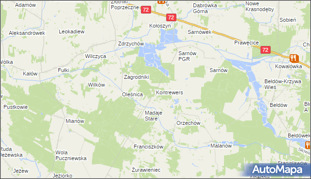 mapa Kontrewers gmina Dalików, Kontrewers gmina Dalików na mapie Targeo