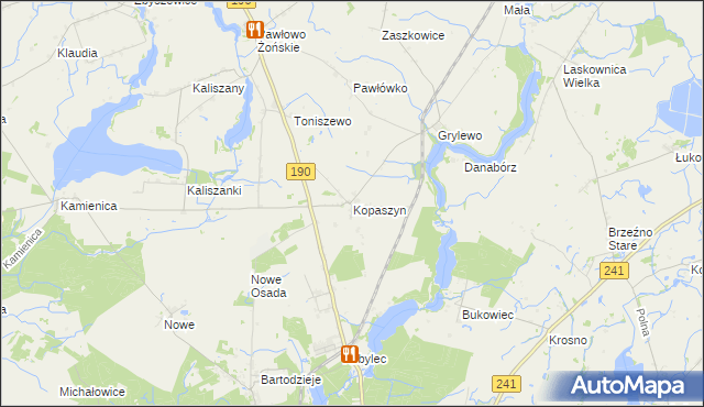 mapa Kopaszyn gmina Wągrowiec, Kopaszyn gmina Wągrowiec na mapie Targeo