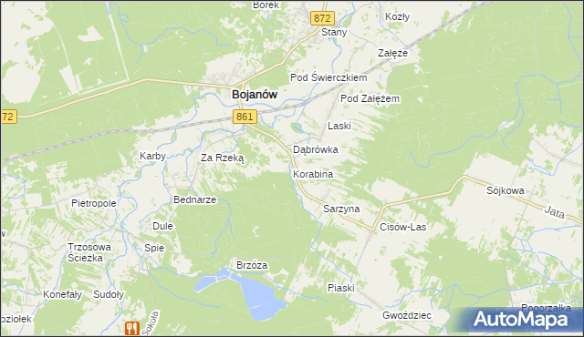 mapa Korabina, Korabina na mapie Targeo