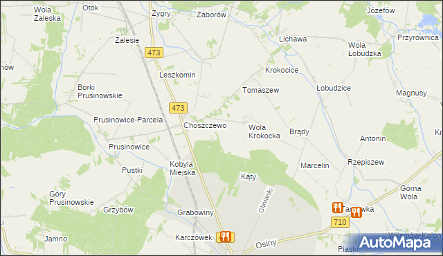 mapa Kornaty gmina Szadek, Kornaty gmina Szadek na mapie Targeo