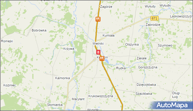 mapa Korycin, Korycin na mapie Targeo