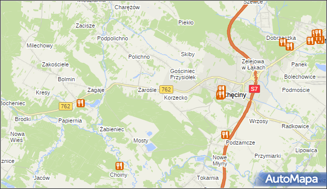 mapa Korzecko, Korzecko na mapie Targeo