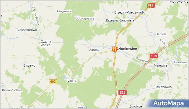 mapa Korzeniówka gmina Dziadkowice, Korzeniówka gmina Dziadkowice na mapie Targeo