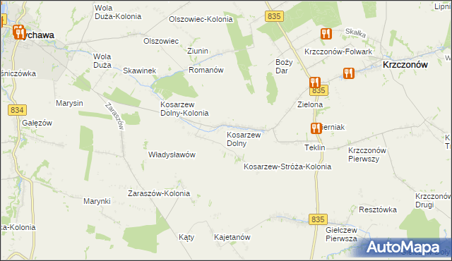 mapa Kosarzew Dolny, Kosarzew Dolny na mapie Targeo