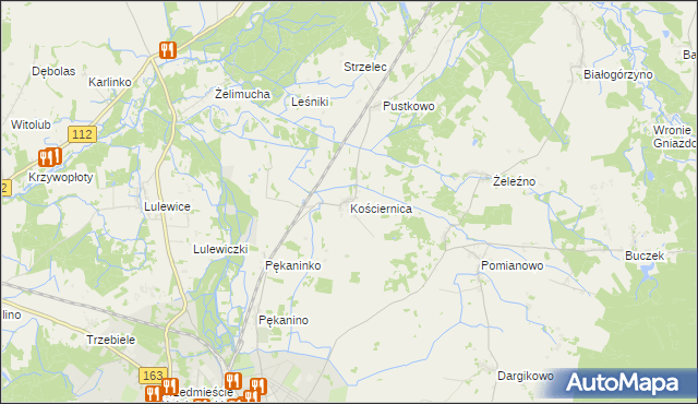 mapa Kościernica gmina Białogard, Kościernica gmina Białogard na mapie Targeo