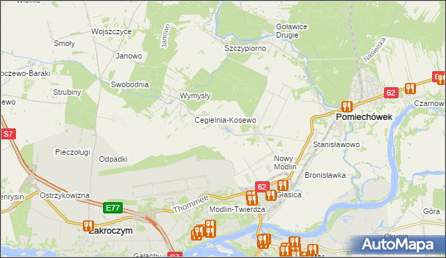 mapa Kosewo gmina Pomiechówek, Kosewo gmina Pomiechówek na mapie Targeo