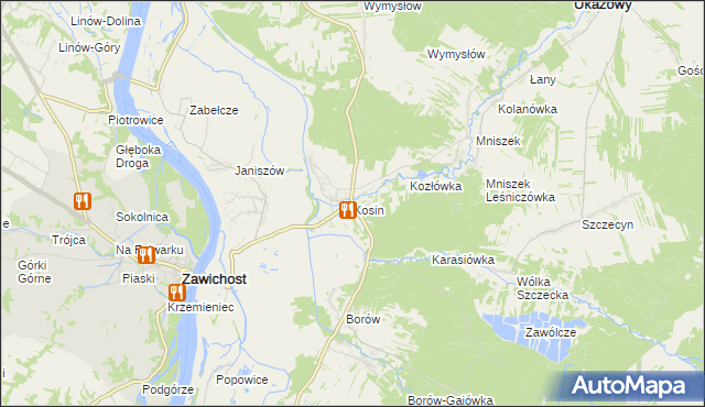 mapa Kosin gmina Annopol, Kosin gmina Annopol na mapie Targeo