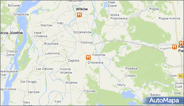 mapa Kosiorów gmina Wilków, Kosiorów gmina Wilków na mapie Targeo