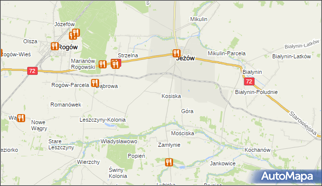 mapa Kosiska gmina Jeżów, Kosiska gmina Jeżów na mapie Targeo