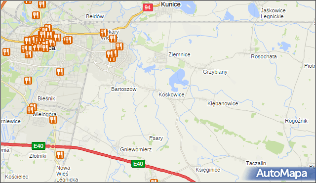 mapa Koskowice, Koskowice na mapie Targeo