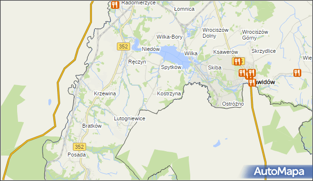 mapa Kostrzyna gmina Zgorzelec, Kostrzyna gmina Zgorzelec na mapie Targeo