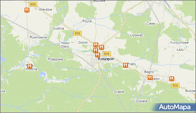 mapa Koszęcin powiat lubliniecki, Koszęcin powiat lubliniecki na mapie Targeo
