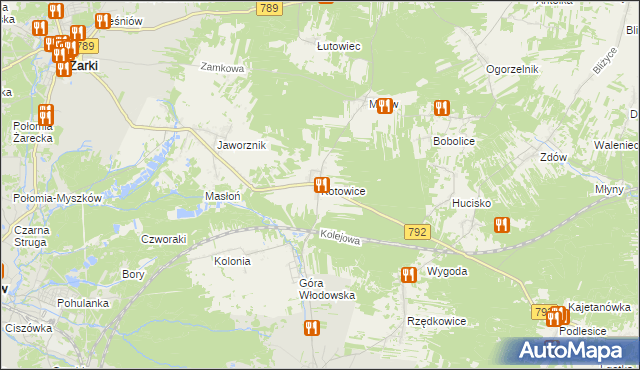 mapa Kotowice gmina Żarki, Kotowice gmina Żarki na mapie Targeo