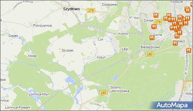 mapa Kotuń gmina Szydłowo, Kotuń gmina Szydłowo na mapie Targeo