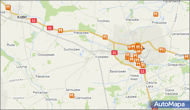 mapa Kowalew gmina Pleszew, Kowalew gmina Pleszew na mapie Targeo